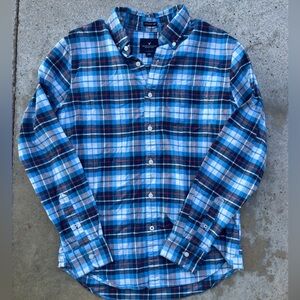 AEROPOSTALE PLAID FLANNEL BUTTON UP LONG SLEEVE SHIRT MENS SMALL BLUE/WHITE